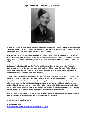A preview of a PDF biography for Quinlivan, John Henry